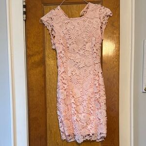 Lulu's Blush Floral Lace Mini Dress